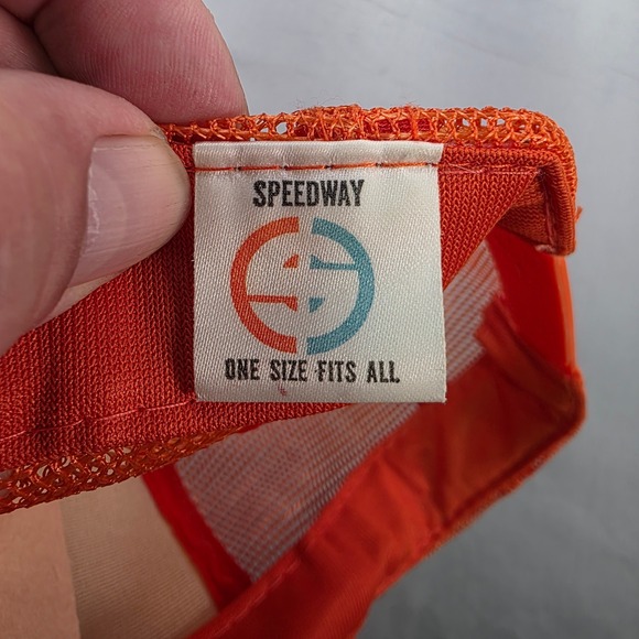 Speedway Foam Trucker Hat Orange Bowling‎ Clock Novelty One Size Vintage Cap